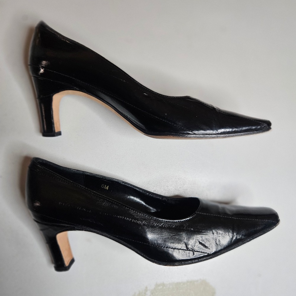 Vaneli Black Leather Pointed Toe Kitten Heel Pumps Womens Size 6M Vero Cuoio - Picture 3 of 16